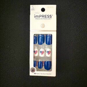 New - Kiss Impress USA Patriotic Press on Nails - Size S